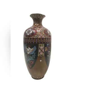 Antique Japanese Meiji Cloisonné Enamel Vase – Floral Motif